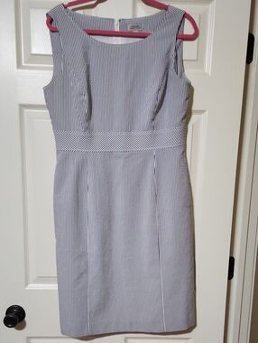 Tahari - Classic Navy & White Striped Sheath Dress, Size 12